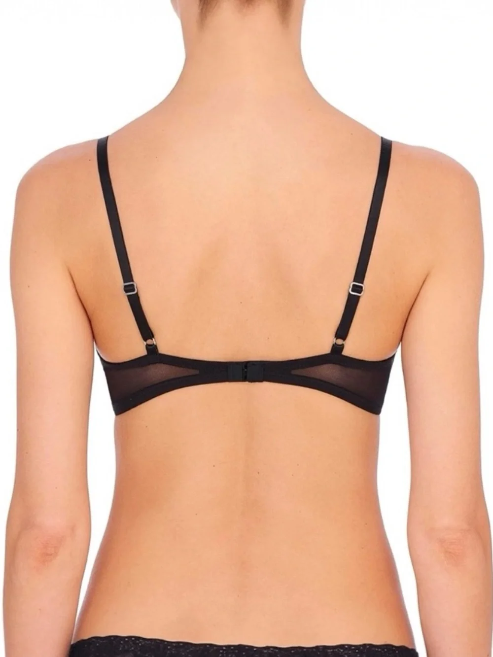 Natori Zen‎ Floral Contour Cami Bra Black Lace Overlay Layering Size 32C